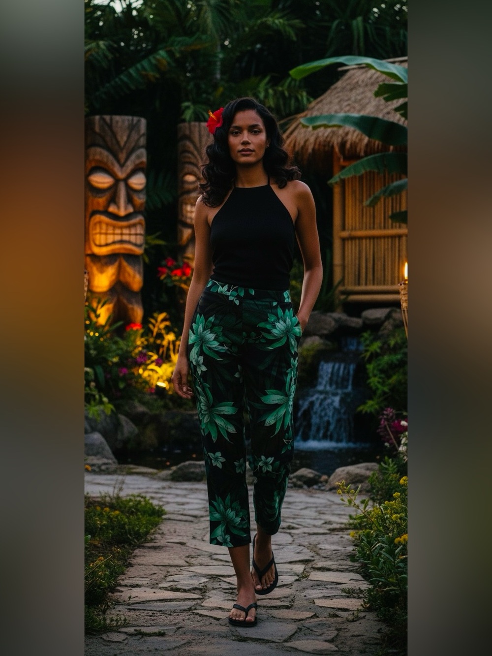 🌺 Cynthia Rowley Jungle Plant Print Crop Pant, Green Multi, Size 10, NWT 🌺